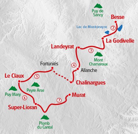 Wandern Auvergne Karte
