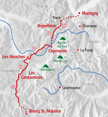 Hiking Mont Blanc West map