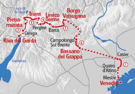 From Lake Garda to Venice Map