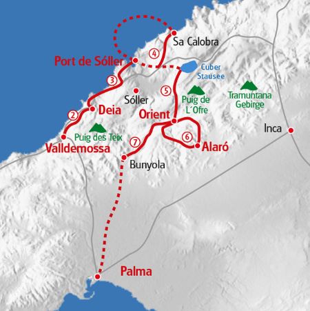 Wandern Mallorca Highlights Karte
