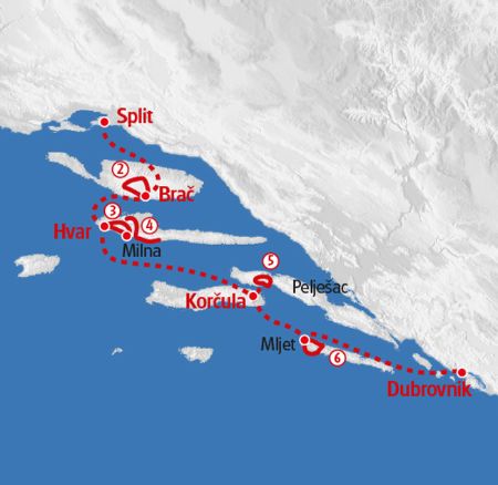 Walking croatian islands map