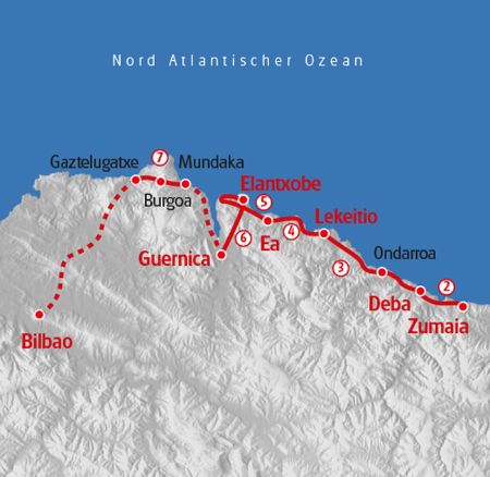 Walking map Basque country coast
