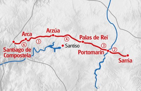 Hiking Sarria - Santiago de Compostela map
