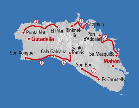 Hiking Menorca map