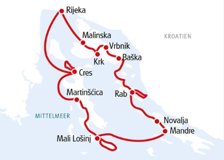 Auf der Rad-Schiff-Tour in der Kvarner Bucht erlebt man Inselhüpfen in Kroatien am Mittelmeer.