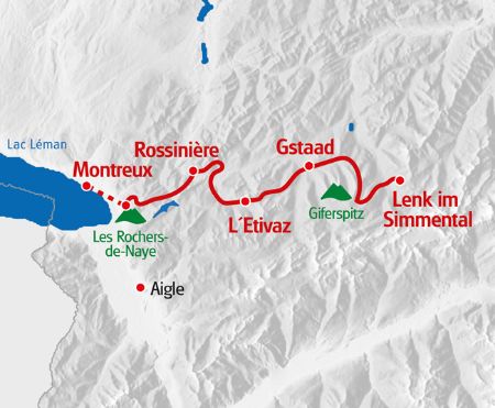 Via Alpina Lenk - Montreux Karte