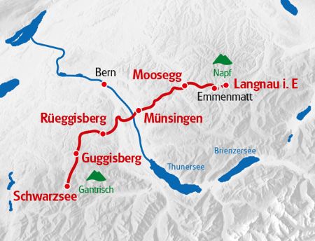 Karte Alpenpanoramaroute Emmenmatt - Schwarzsee