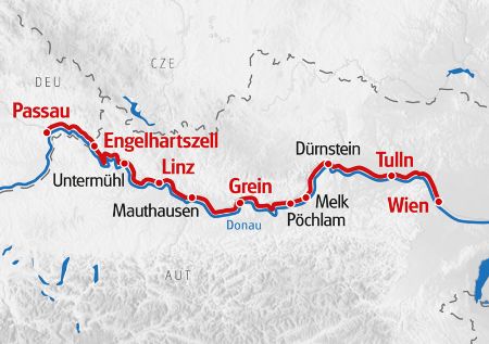 Eurotrek Karte Passau-Wien-Passau MS Normandie