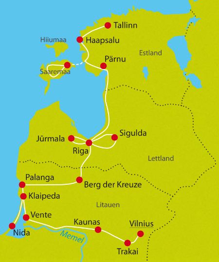 Karte Radtour Baltikum