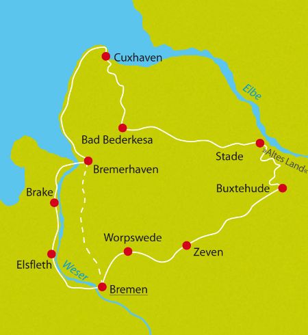 Karte Hanse Radtour