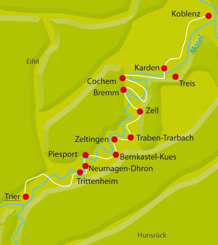 Karte Mosel-Radweg