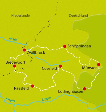 Karte Radreisen Muensterland