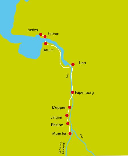 Karte Ems-Radweg