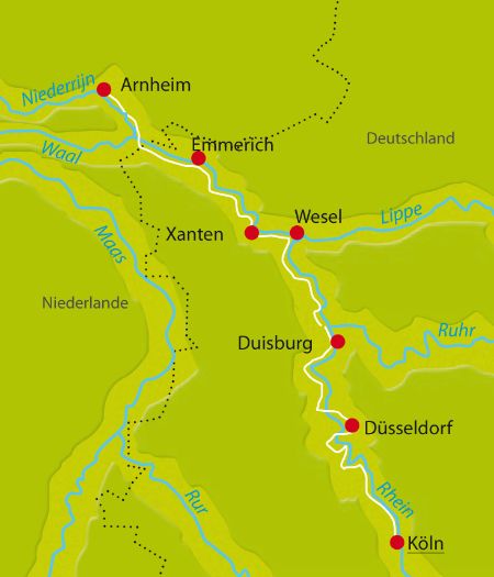 Karte Rhein Köln-Arnheim