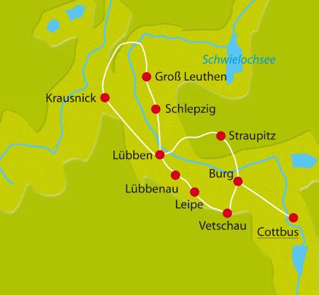 Karte Spreewald-Radtour