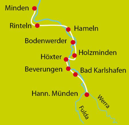 Karte Weser Entdecker und Bummeltour
