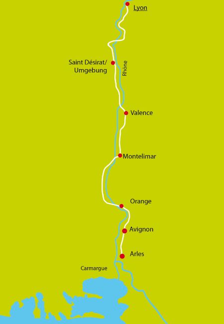 Karte Lyon-Arles Rhone