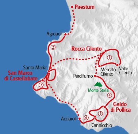 Küstenwandern Cilento Karte