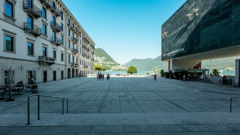 The Piazza of Lugano in front of the Museum of Art and Culture.